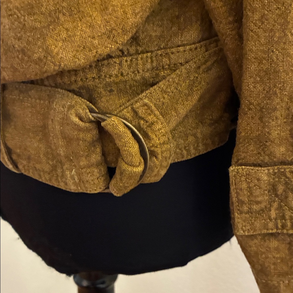 Free People Jayde Mustard Linen Safari Bomber Jacket Small 44” Chest $168 NWOT - Picture 7 of 15
